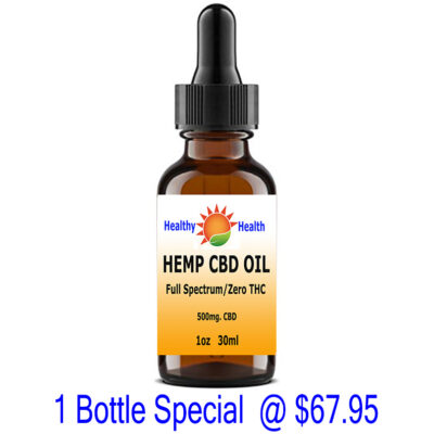bottle of hemp cbd oil 500mg with zero thc 1 bottle special